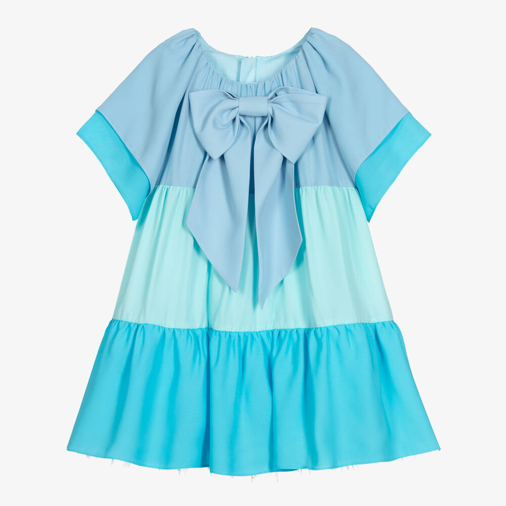 Childrensalon Occasions-Girls Blue Tiered Crêpe Chiffon Dress | Childrensalon Outlet