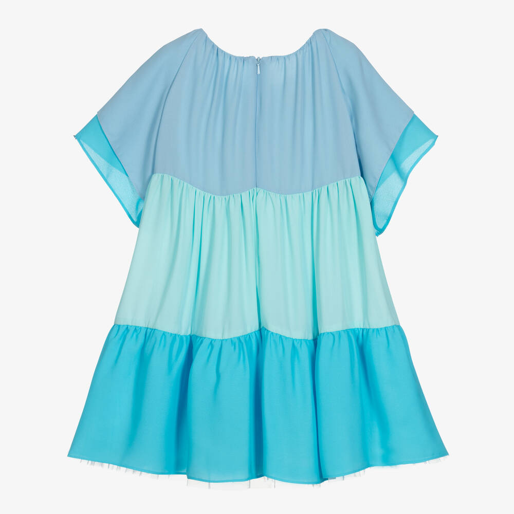 تشلدرن صالون-فستان كريب بطيات لون أزرق | Childrensalon Outlet