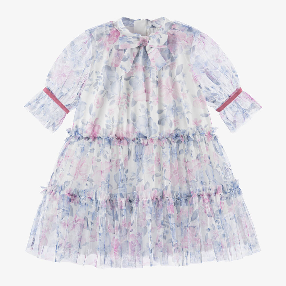 Childrensalon Occasions-Платье из фатина с цветочным узором для девочек | Childrensalon Outlet
