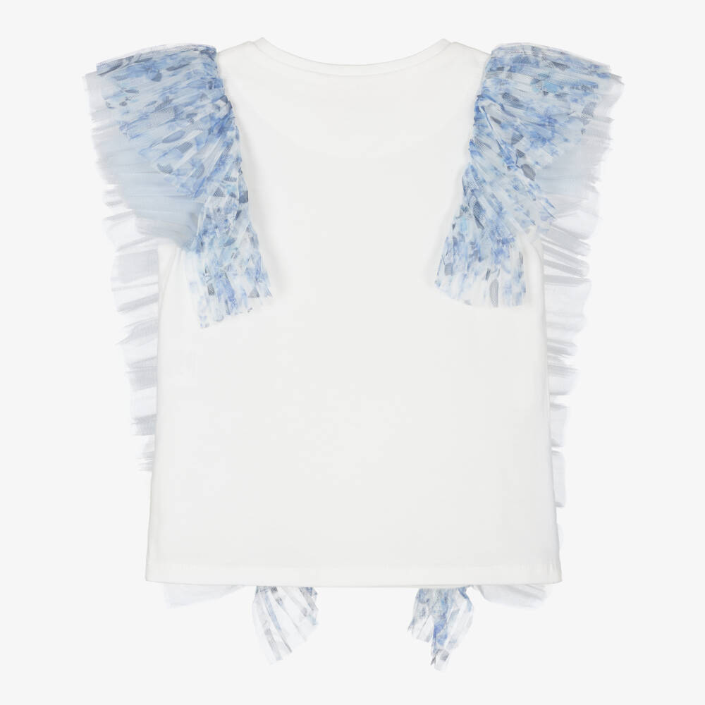 Childrensalon Occasions-Girls Elegant White Tulle Frill Top | Childrensalon Outlet