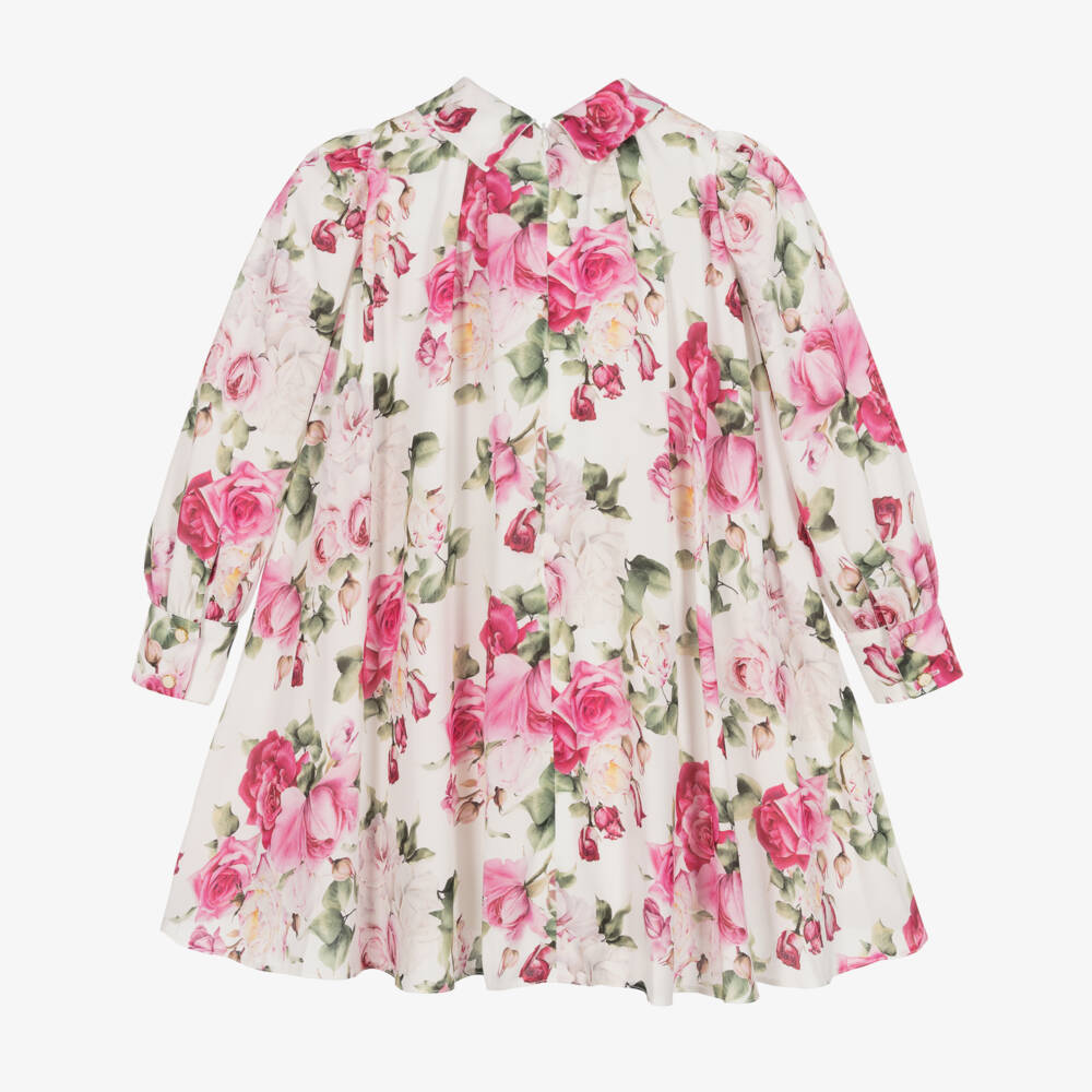 Childrensalon Occasions-فستان كريب مزين بالزهور للبنات | Childrensalon Outlet