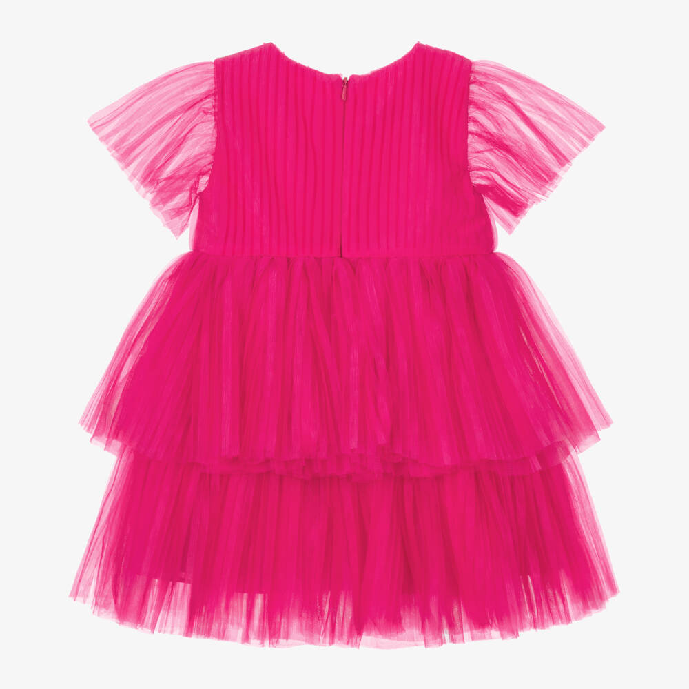 Childrensalon Occasions-Girls Fuchsia Pleat Tulle Gown | Childrensalon Outlet