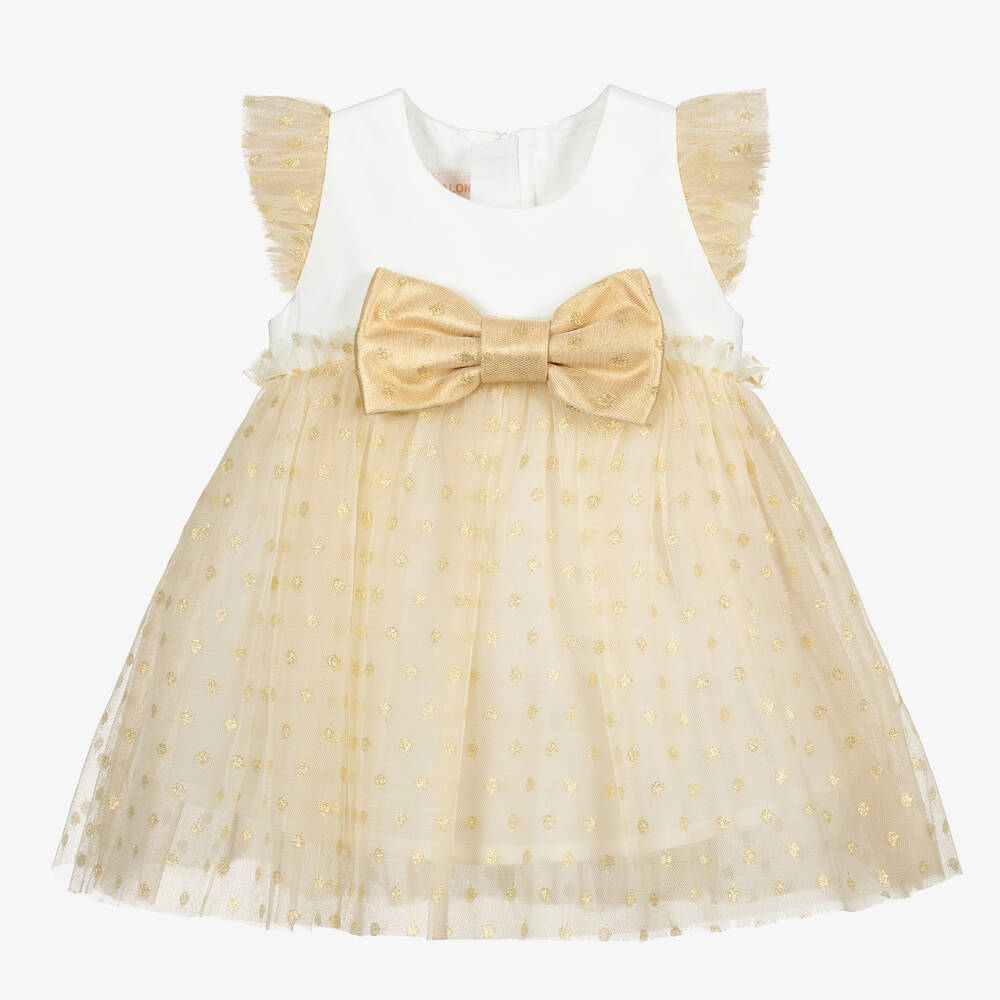 Childrensalon Occasions - Robe pailletée en tulle dorée pour fille | Childrensalon