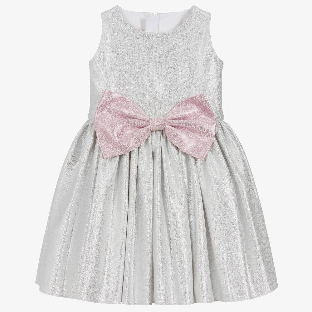 Childrensalon Occasions - Girls Glittery Silver Metallic Dress  | Childrensalon