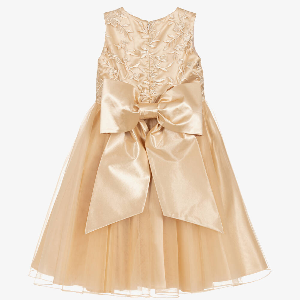 Childrensalon Occasions-فستان تول مطرز لون ذهبي | Childrensalon Outlet
