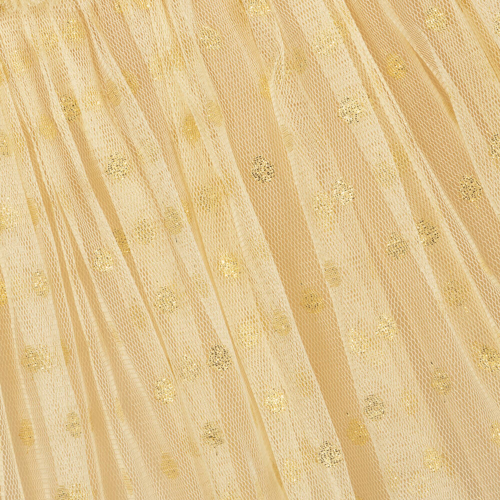 Childrensalon Occasions-Girls Gold Sequinned Bow & Tulle Dress | Childrensalon Outlet
