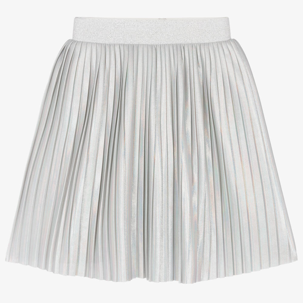 Childrensalon Occasions-Girls Iridescent Silver Pleated Skirt | Childrensalon Outlet