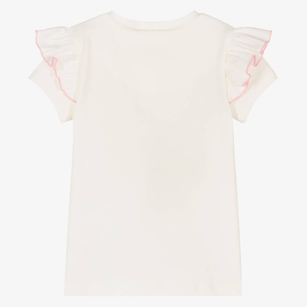 Childrensalon Occasions-Girls Ivory Sequin Butterfly Tee | Childrensalon Outlet