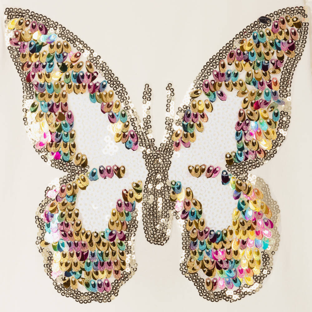 Childrensalon Occasions-Girls Ivory Sequin Butterfly Tee | Childrensalon Outlet