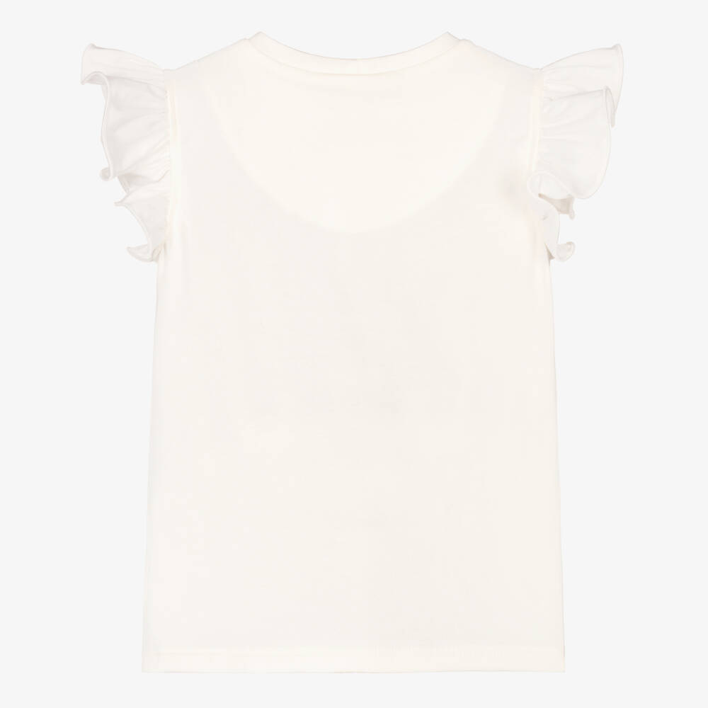 تشلدرن صالون-تيشيرت عاجي للبنات مع قلب وردي | Childrensalon Outlet