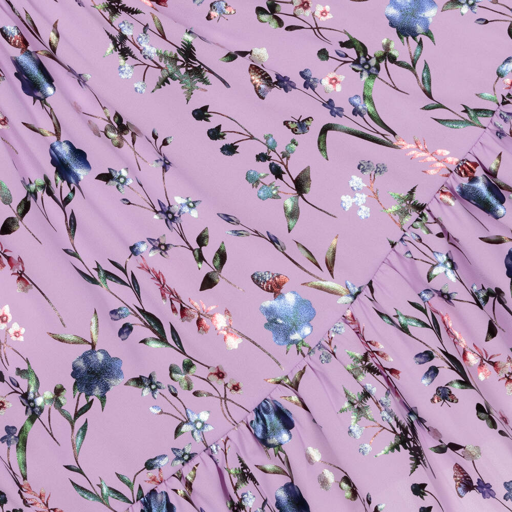 تشلدرن صالون-فستان شيفون لون بنفسجي بطبعة ورود | Childrensalon Outlet