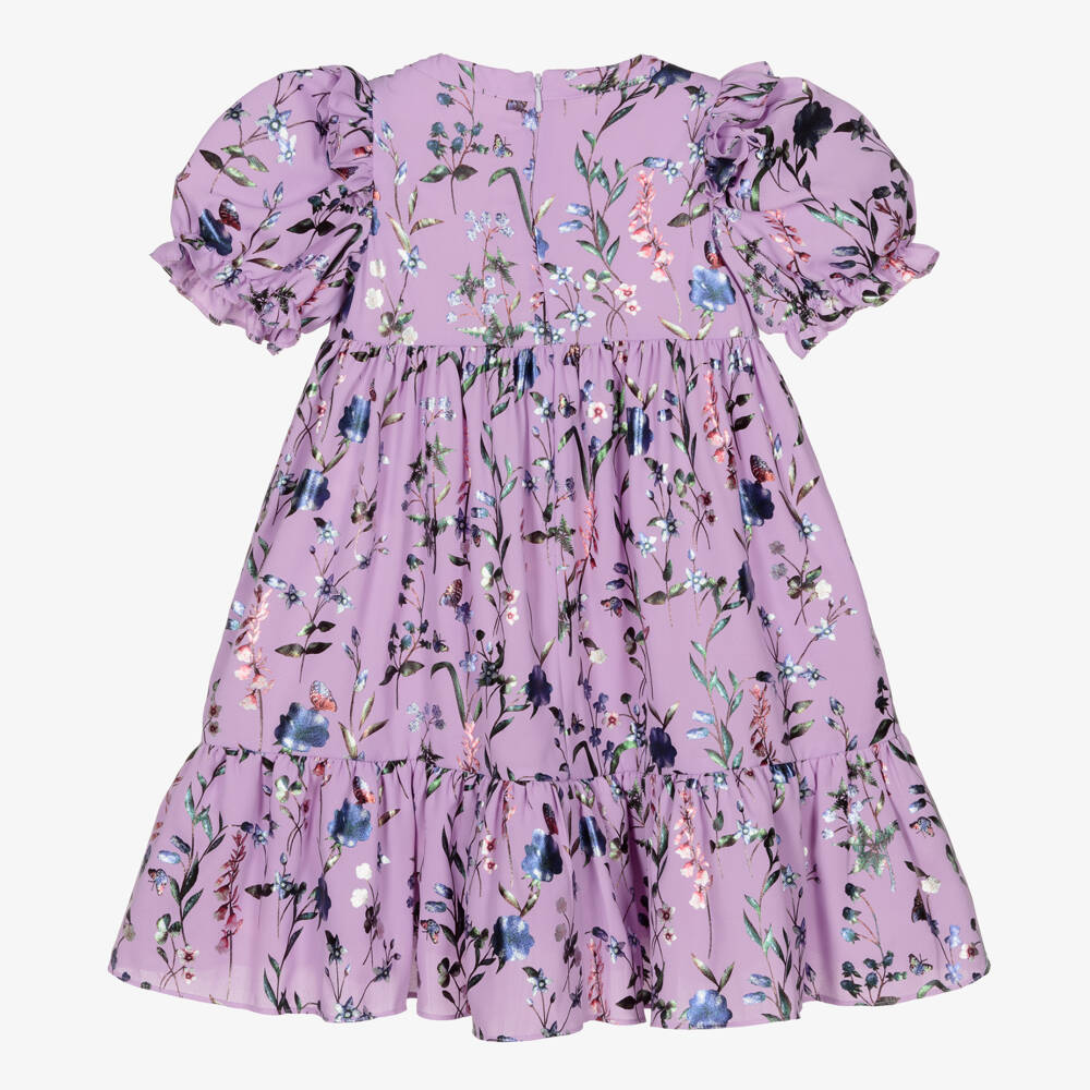 تشلدرن صالون-فستان شيفون لون بنفسجي بطبعة ورود | Childrensalon Outlet