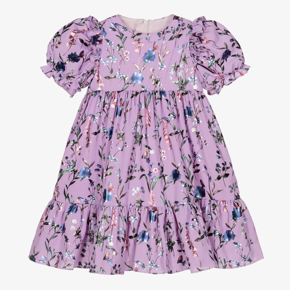Childrensalon Occasions-Girls Lavender Floral Chiffon Gown | Childrensalon Outlet
