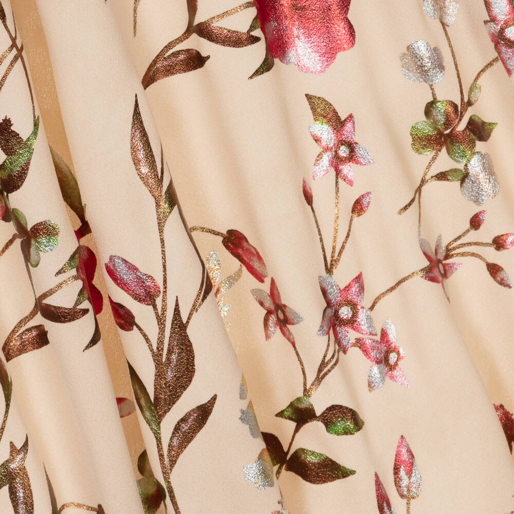 Childrensalon Occasions-فستان أناقة زهرية للبنات بلون بيج فاتح | Childrensalon Outlet