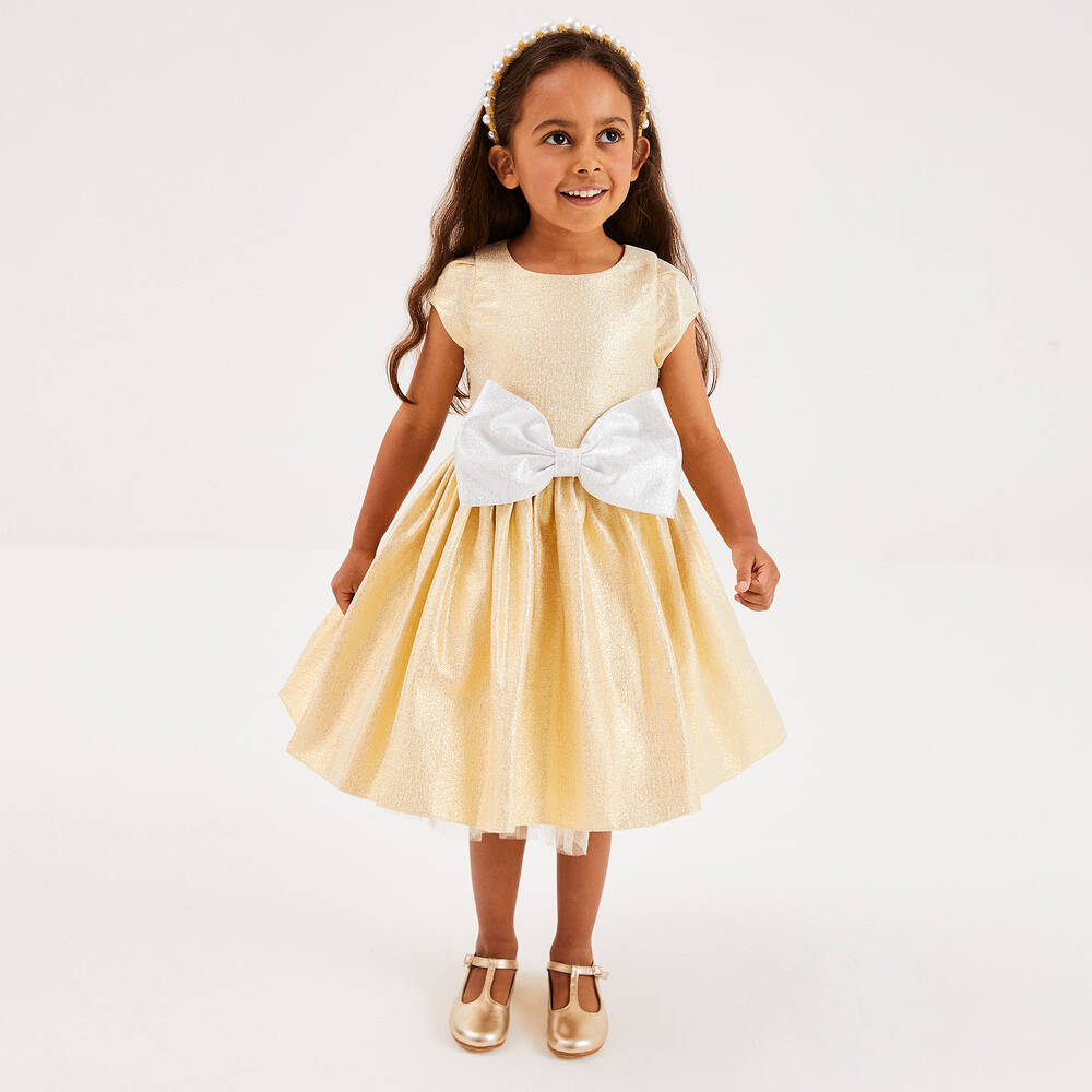 Childrensalon Occasions Girls Metallic Gold Dress