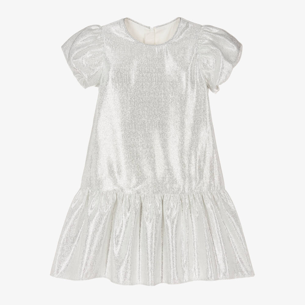 Childrensalon Occasions-Girls Metallic Silver Frock | Childrensalon Outlet