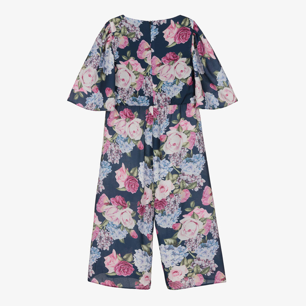 Childrensalon Occasions-Синий комбинезон с цветами для девочек | Childrensalon Outlet