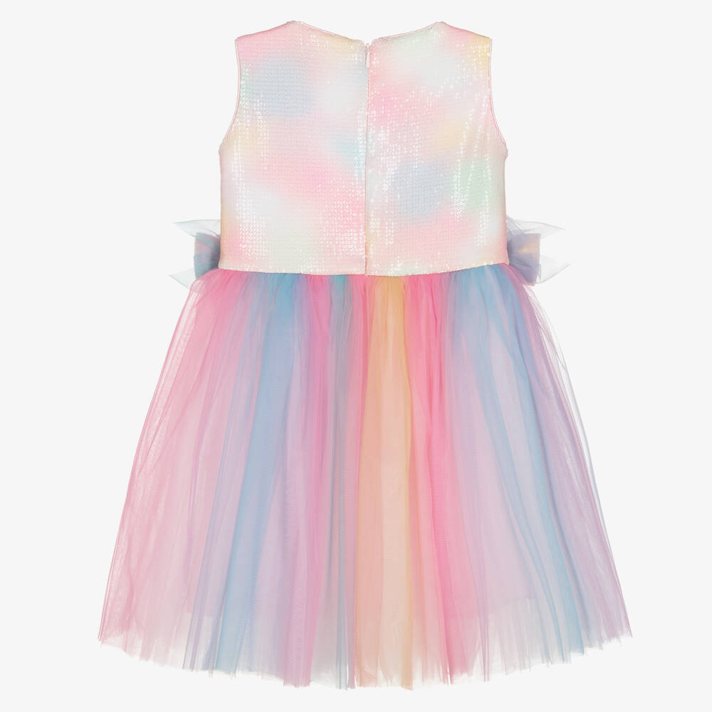 تشلدرن صالون-فستان بنات بترتر قطن وتول لون زهري وأزرق  | Childrensalon Outlet