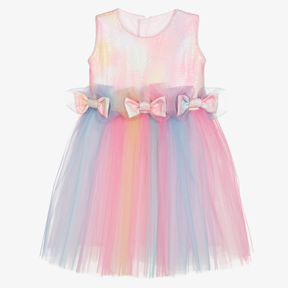 Childrensalon Occasions - Robe rose et bleue ombrée à sequins fille | Childrensalon