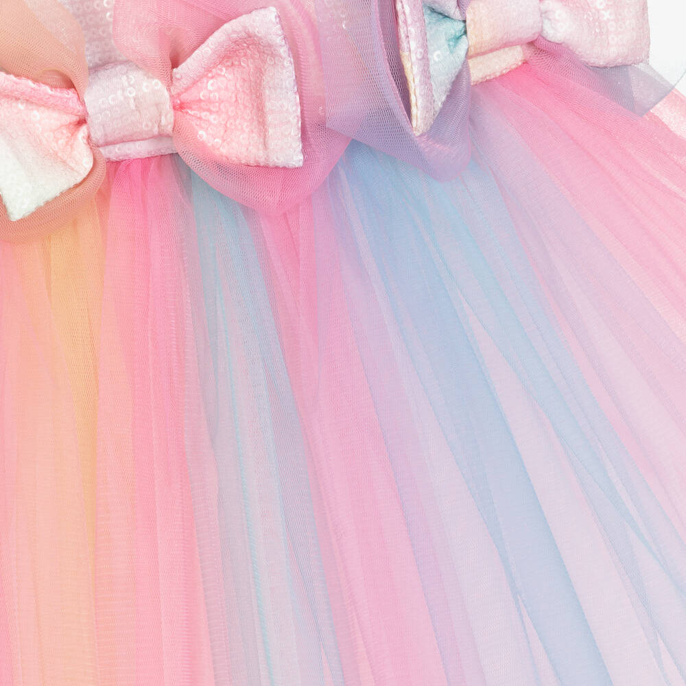 تشلدرن صالون-فستان بنات بترتر قطن وتول لون زهري وأزرق  | Childrensalon Outlet