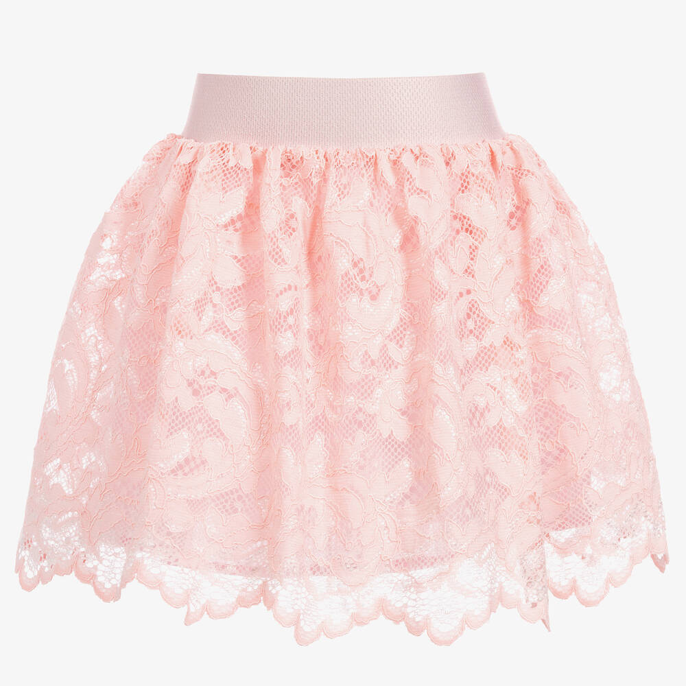 Childrensalon Occasions - Girls Pink Cotton Lace Skirt | Childrensalon