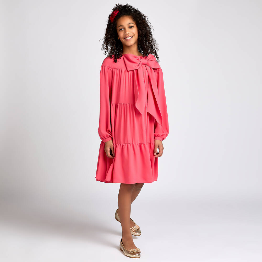 Childrensalon Occasions-Розовое платье из крепа для девочек | Childrensalon Outlet