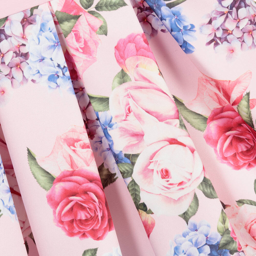 Childrensalon Occasions-Розовое хлопковое платье с цветами для девочек | Childrensalon Outlet