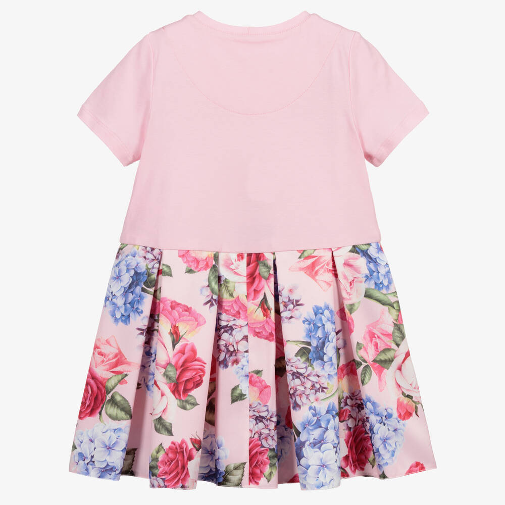 Childrensalon Occasions-Розовое хлопковое платье с цветами для девочек | Childrensalon Outlet