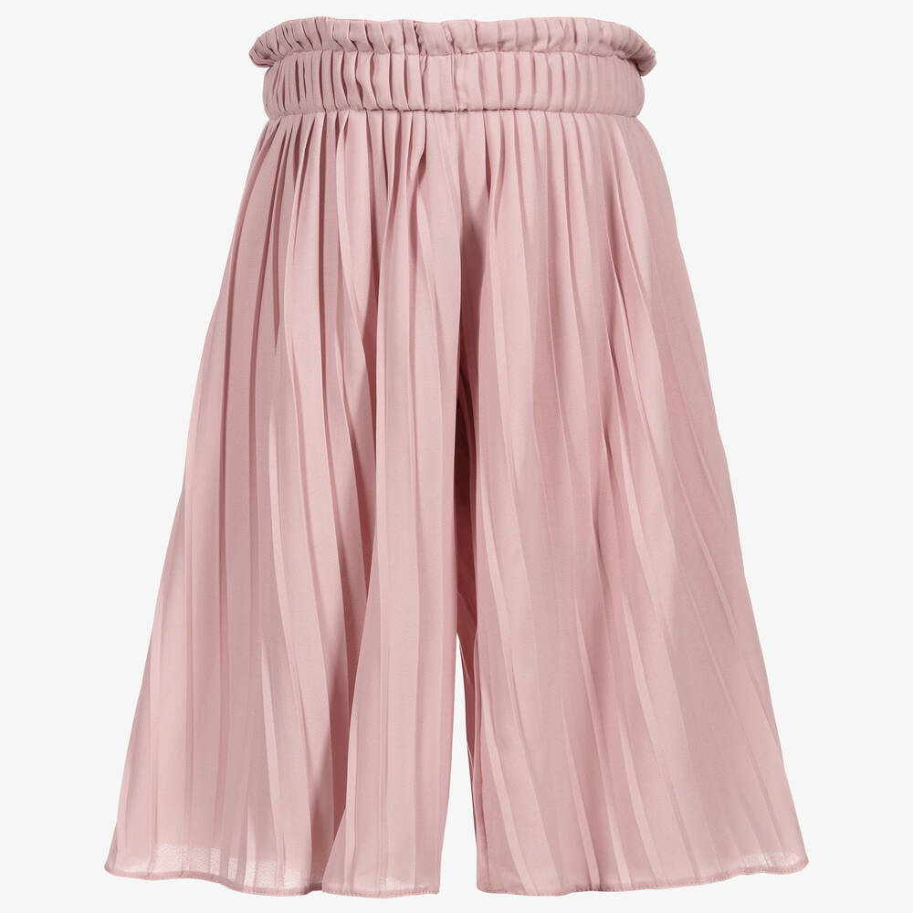 Childrensalon Occasions-Girls Pink Pleated Cullottes | Childrensalon Outlet
