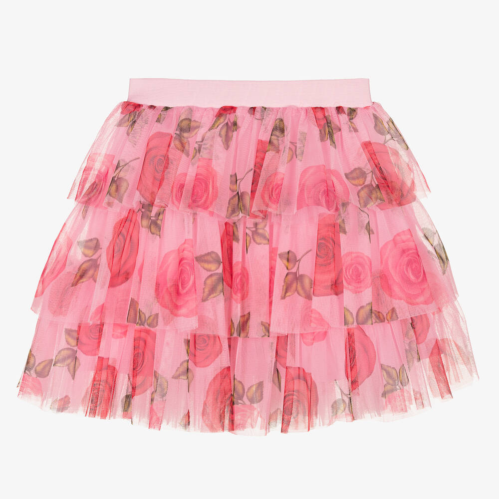 Childrensalon Occasions Jupe rose en tulle a roses fille Childrensalon Outlet