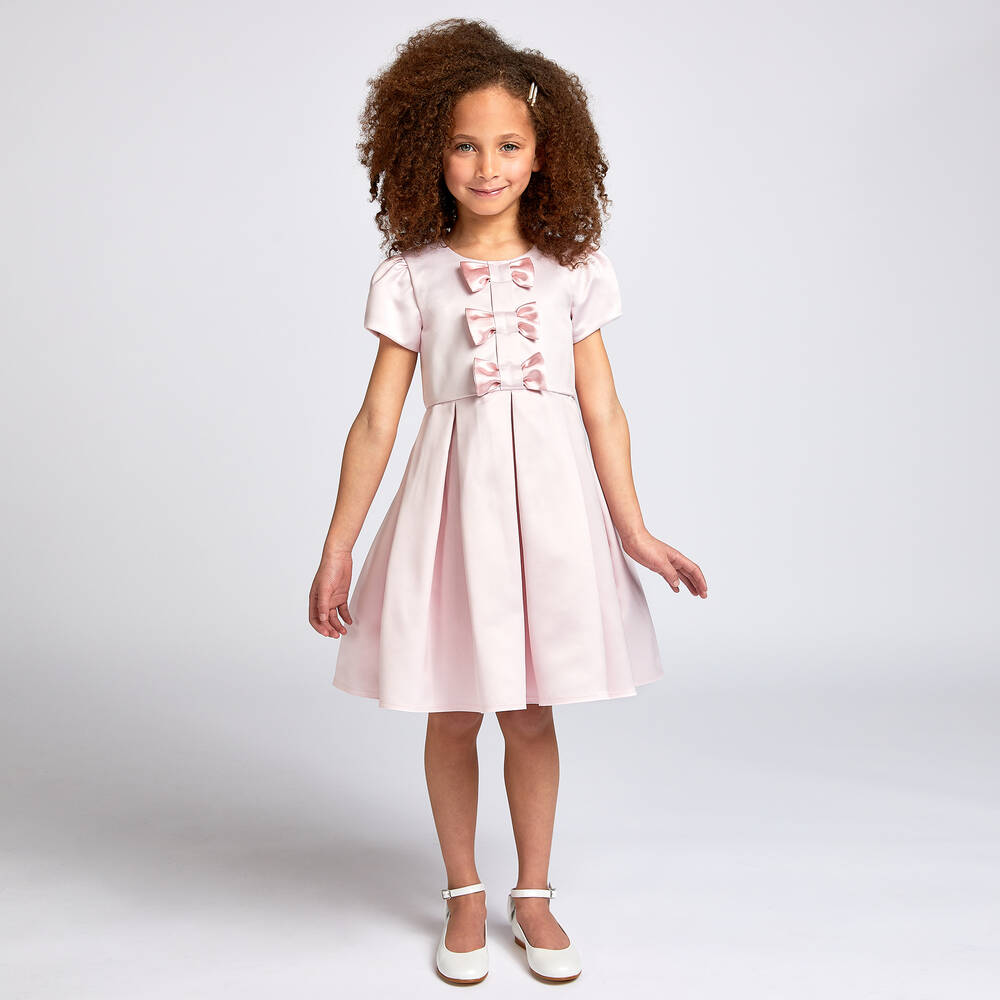 Childrensalon Occasions-Girls Pink Satin Bow Dress | Childrensalon Outlet