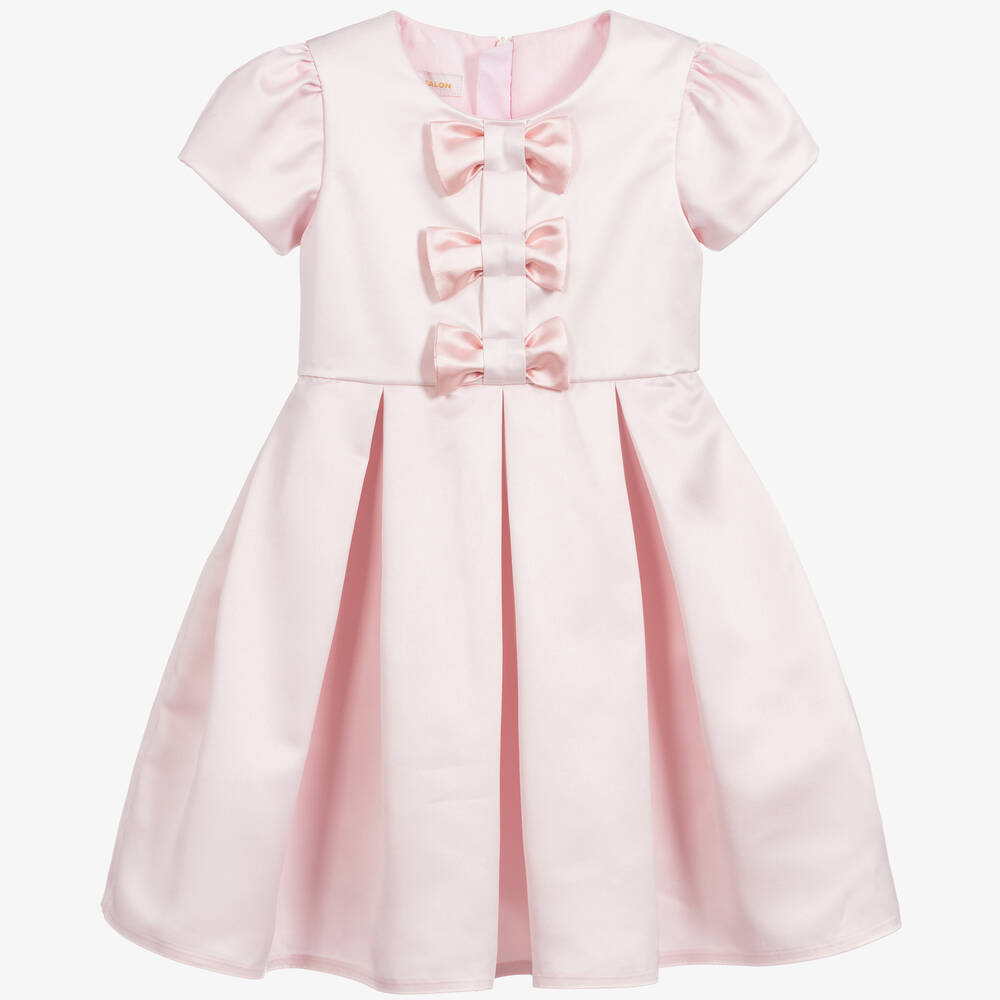 Childrensalon Occasions - Robe rose en satin à neud fille | Childrensalon