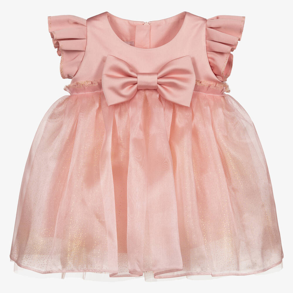 Childrensalon Occasions - Girls Pink Satin & Chiffon Dress | Childrensalon