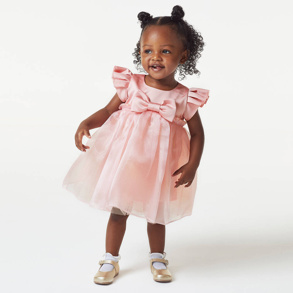 CHILDRENSALON OCCASIONS Girls Pink Satin Chiffon Dress