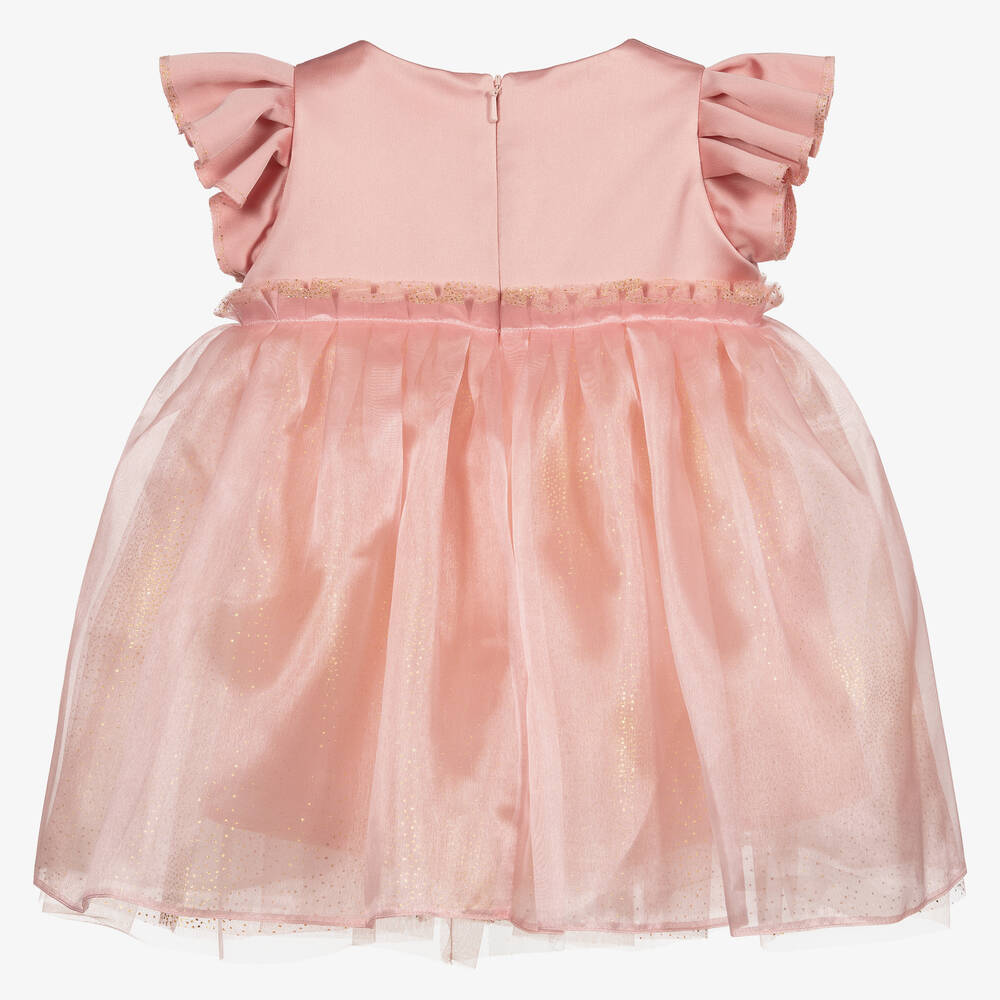Childrensalon Occasions-Girls Pink Satin & Chiffon Dress | Childrensalon Outlet