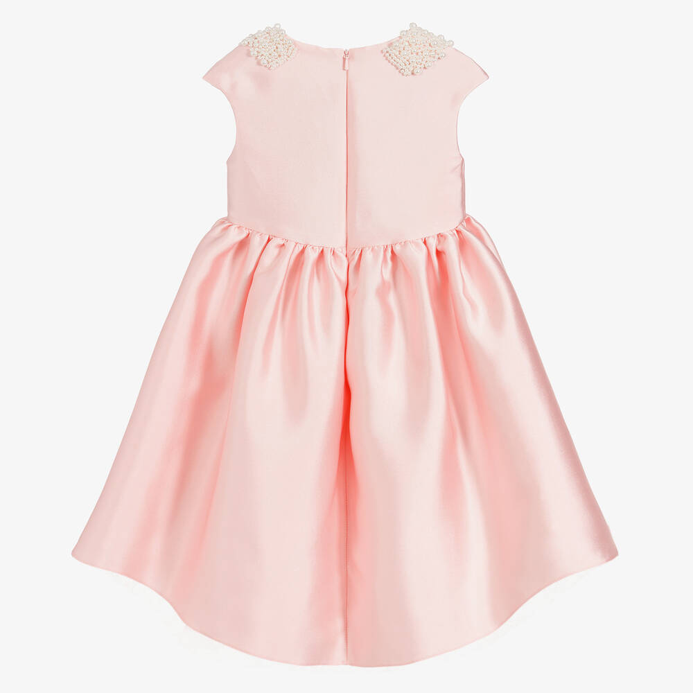 تشلدرن صالون-فستان ساتان لون زهري مزين بياقة لؤلؤ | Childrensalon Outlet