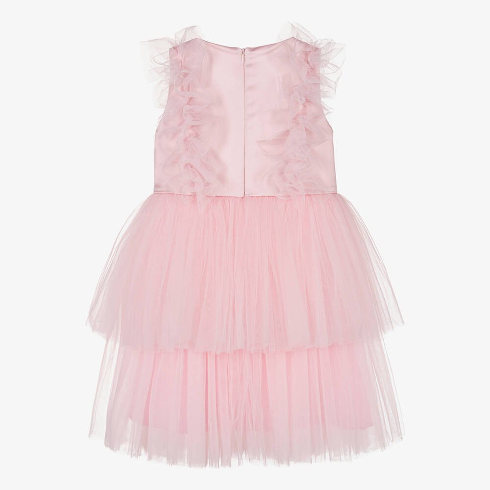 Childrensalon Occasions-فستان تول وساتان لون زهري | Childrensalon Outlet