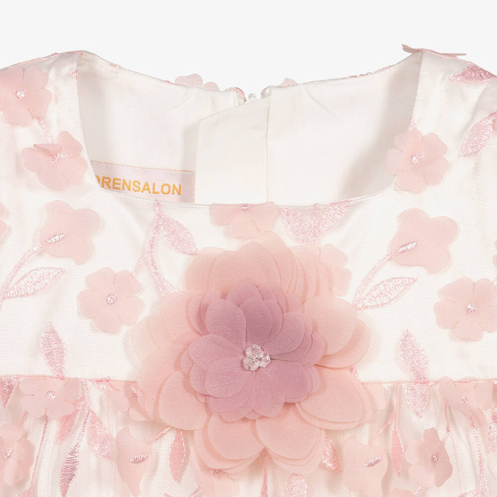 Childrensalon Occasions-Girls Pink Tulle & Satin Floral Dress | Childrensalon Outlet