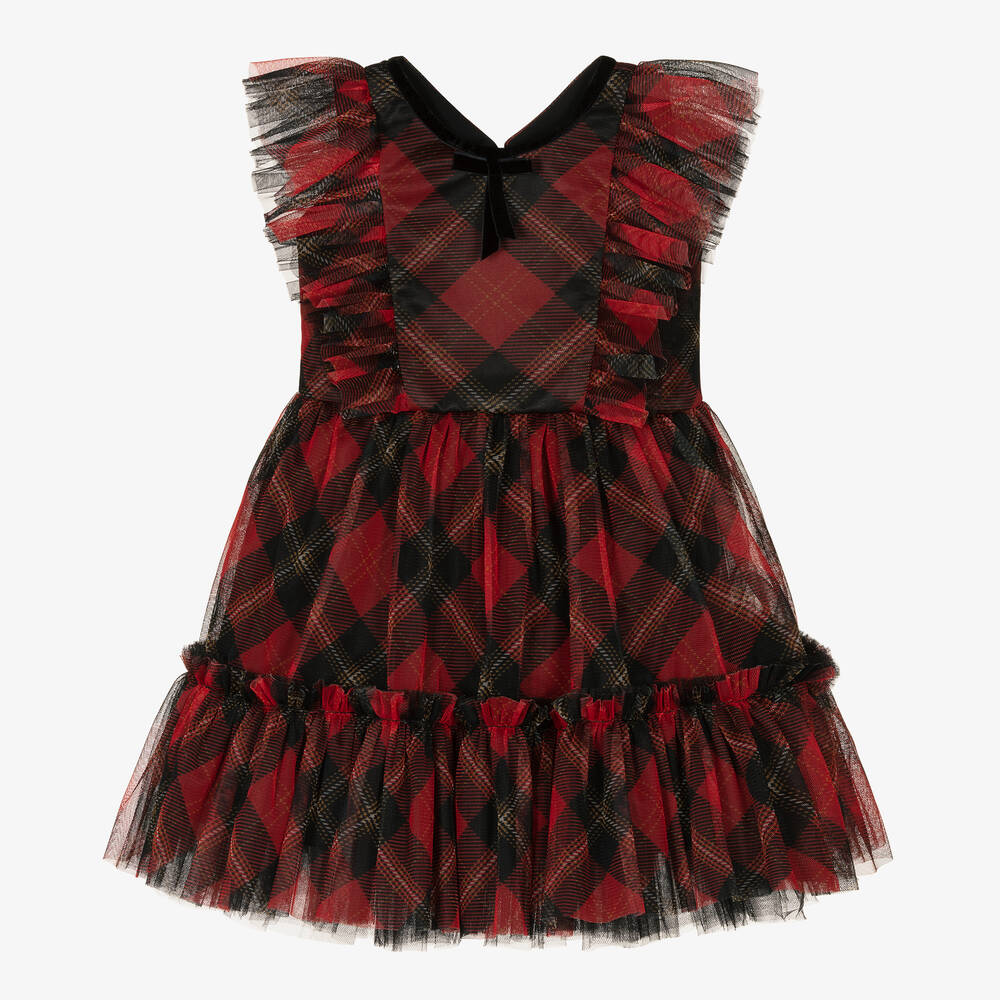 Childrensalon Occasions - Girls Red Tartan Tulle Dress | Childrensalon