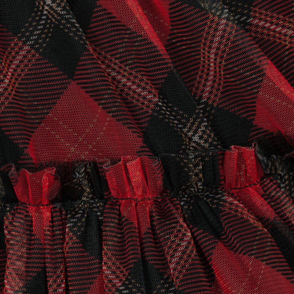 Childrensalon Occasions-Красное платье из тюля в клетку | Childrensalon Outlet