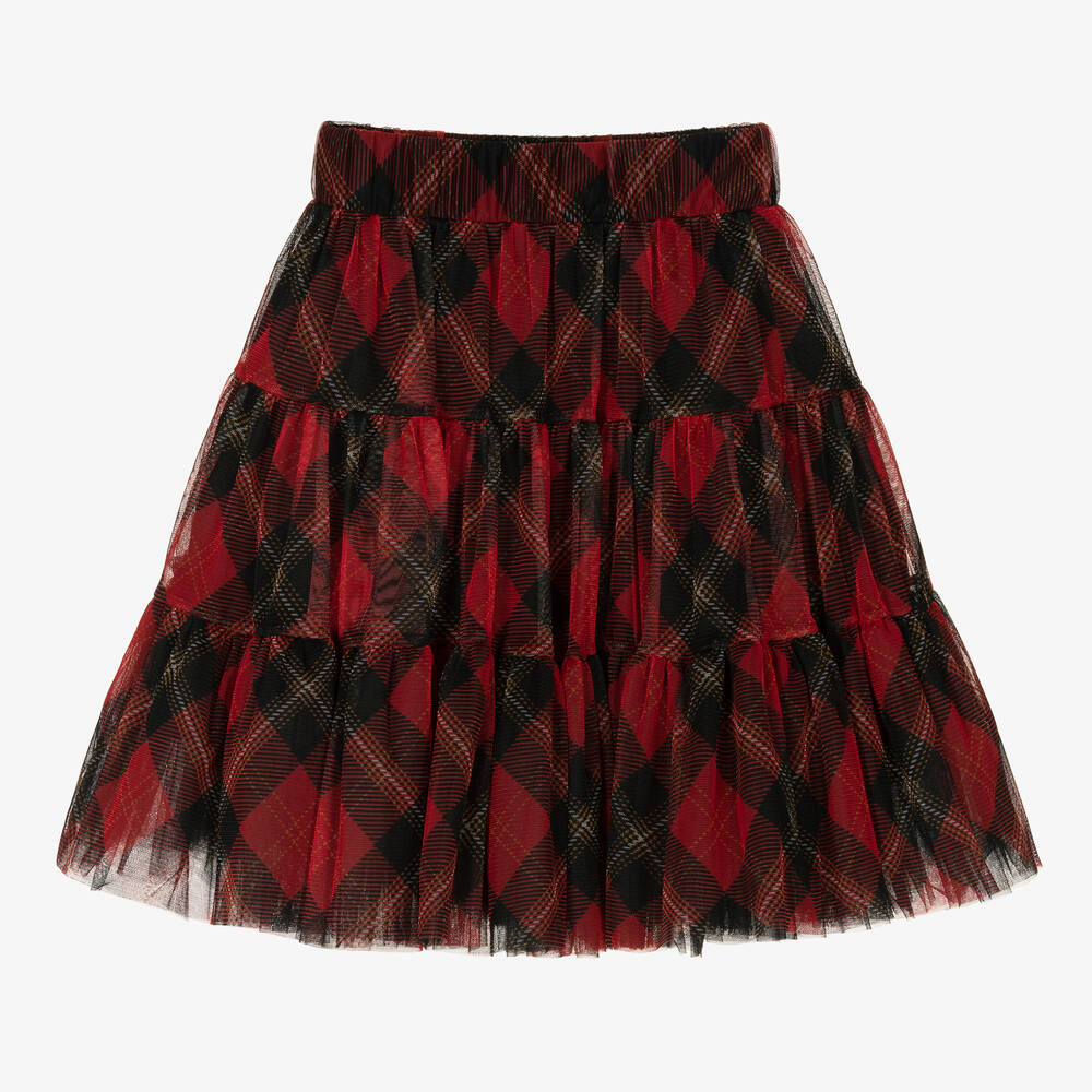 Childrensalon Occasions - Girls Red Tartan Tulle Skirt | Childrensalon