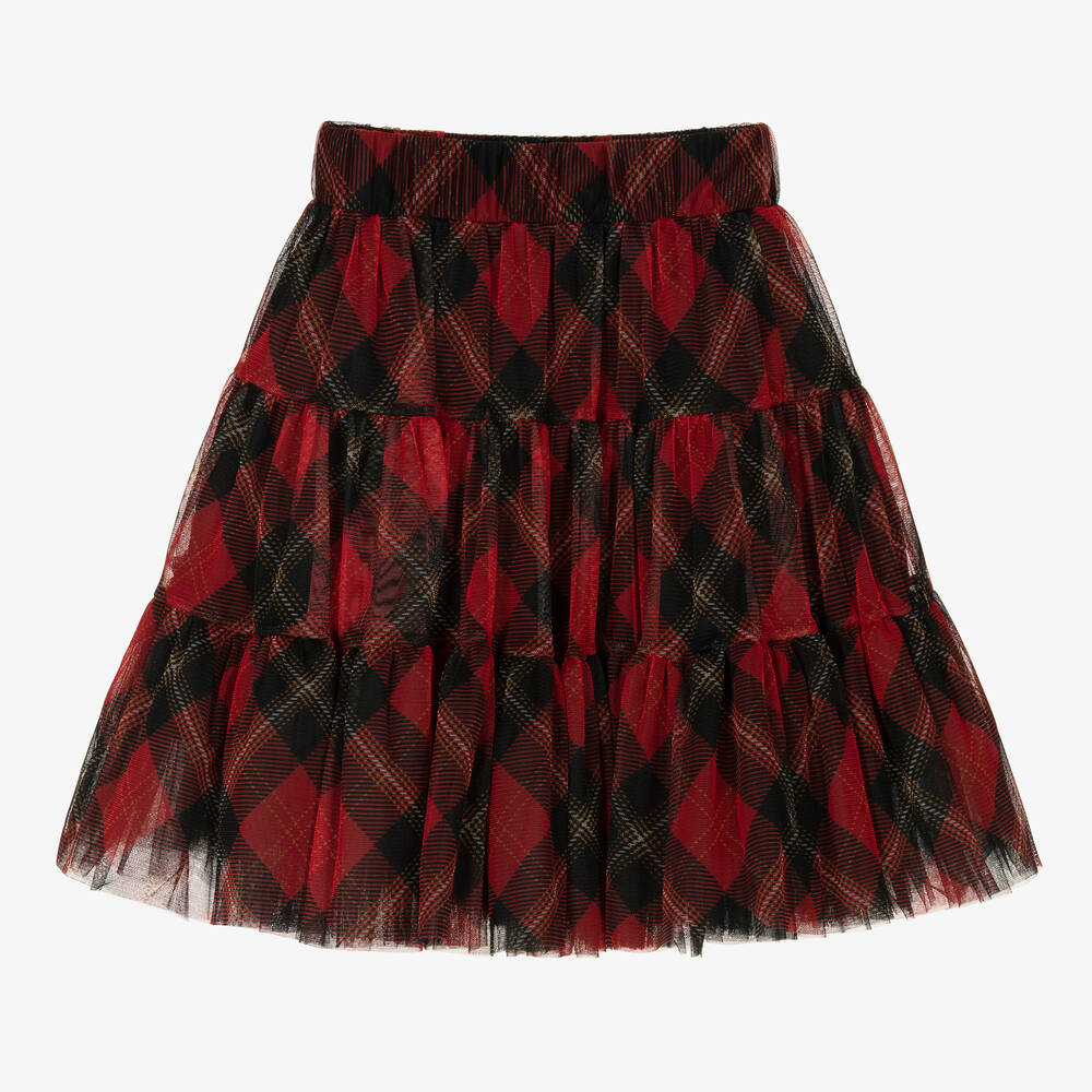 Childrensalon Occasions - Jupe tartan rouge tulle fille | Childrensalon