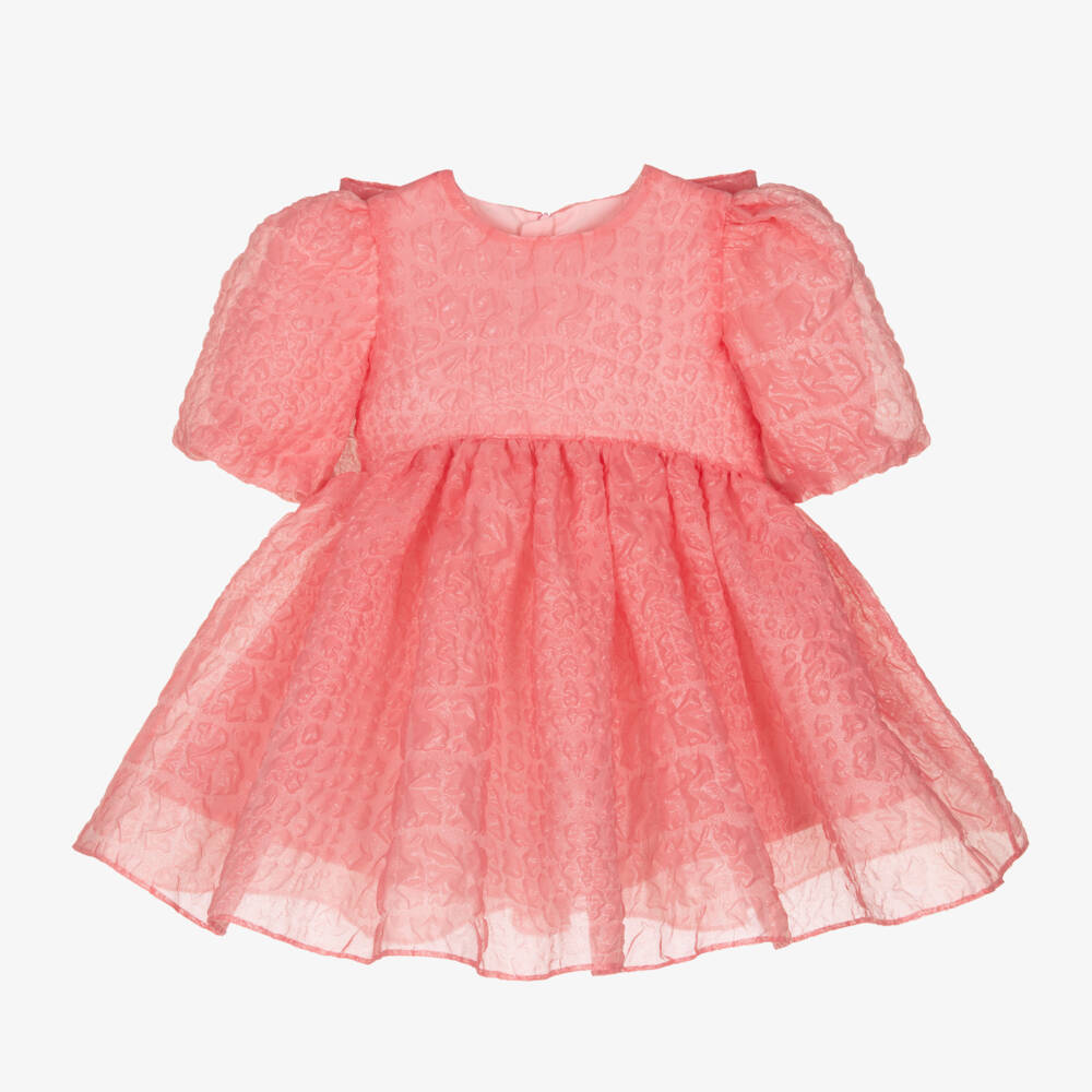 Childrensalon Occasions-Платье с бантом из розового клоке для девочек | Childrensalon Outlet