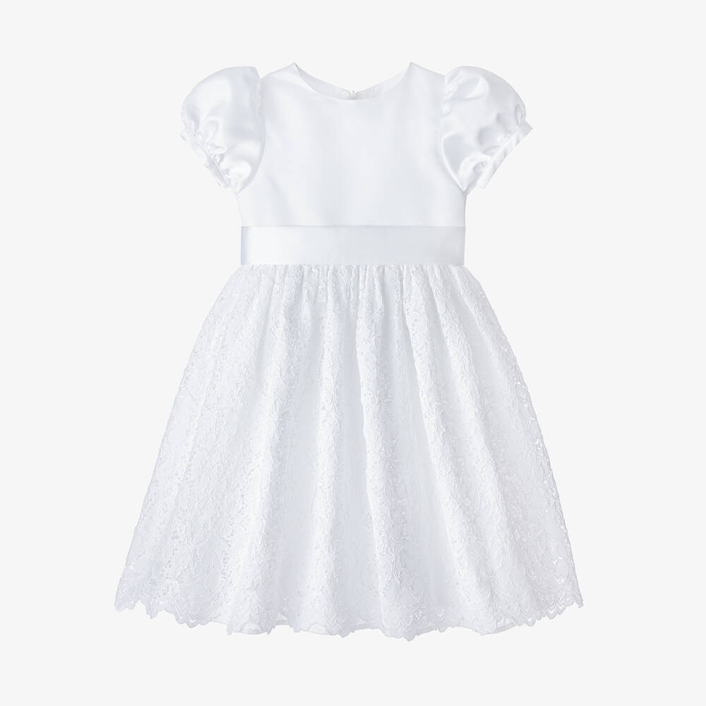 Childrensalon Occasions-Girls Satin Dress with Lace Skirt | Childrensalon Outlet
