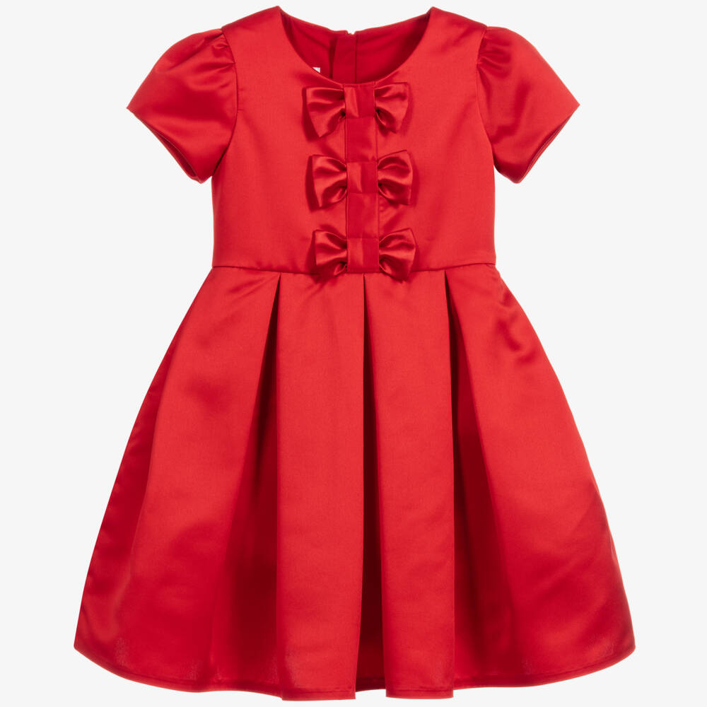 Childrensalon Occasions-Girls Satin Ruby Bow Gown | Childrensalon Outlet