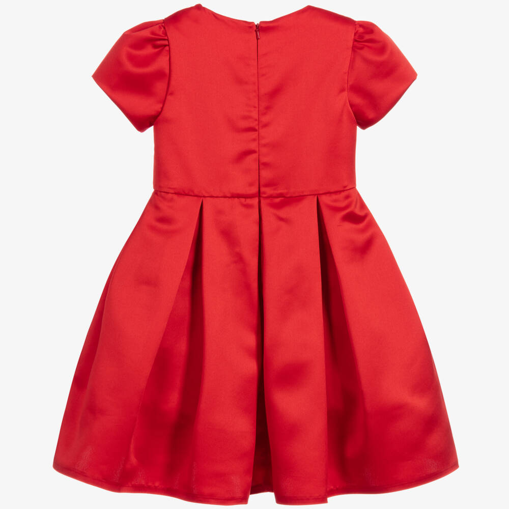 Childrensalon Occasions-فستان ساتان للبنات مع فيونكة روبي | Childrensalon Outlet