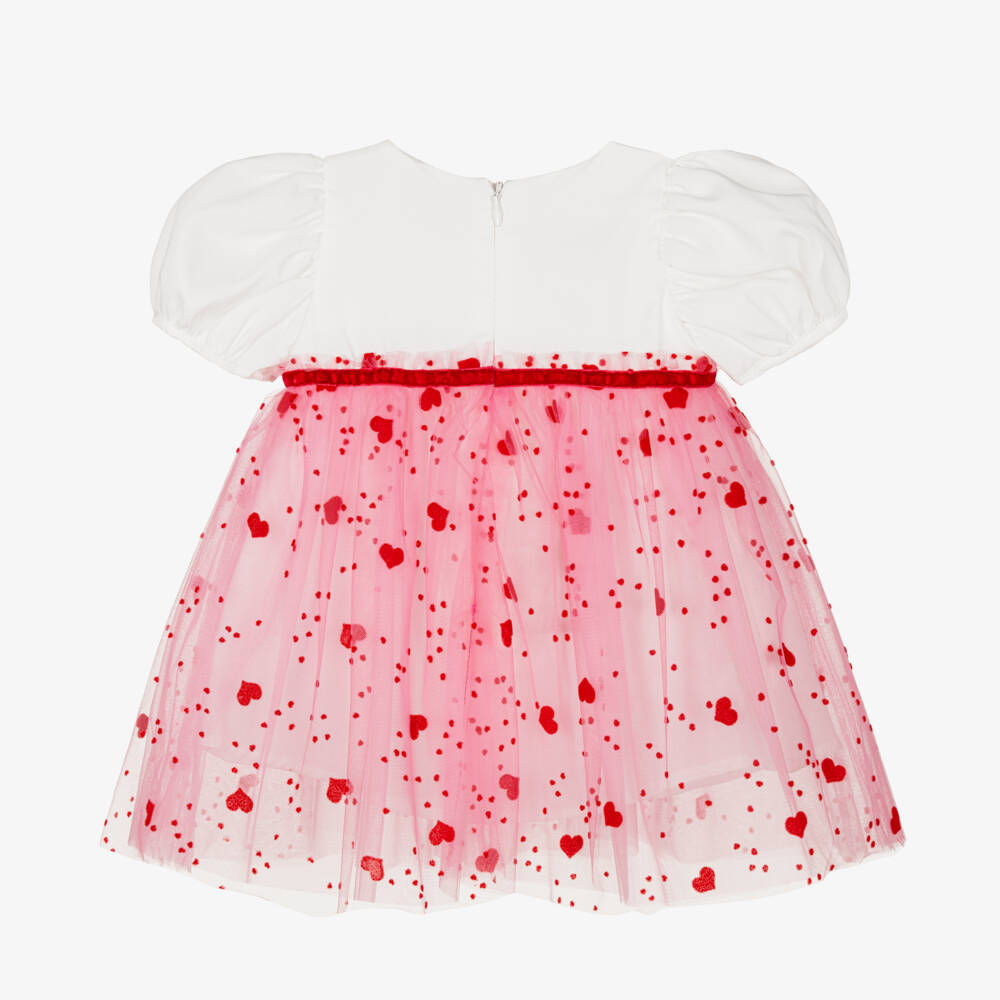 Childrensalon Occasions-Платье из атласа и тюля с розовыми сердцами для девочек | Childrensalon Outlet