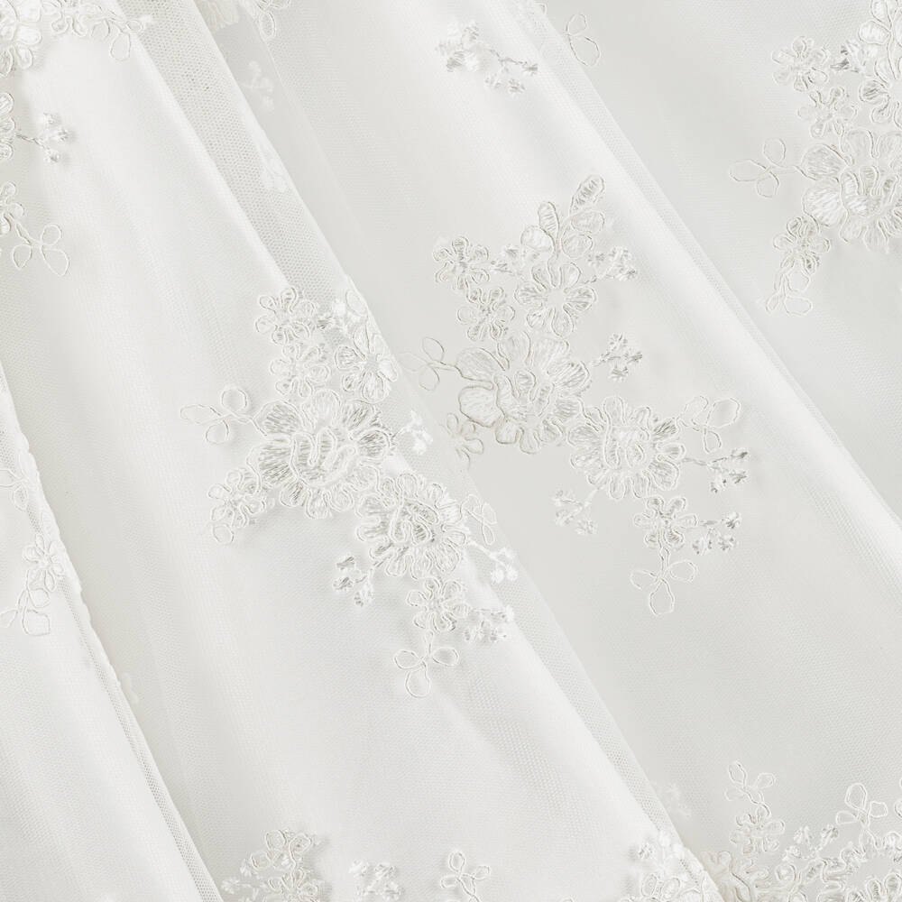 Childrensalon Occasions-فستان أبيض من الساتان والتول للبنات | Childrensalon Outlet