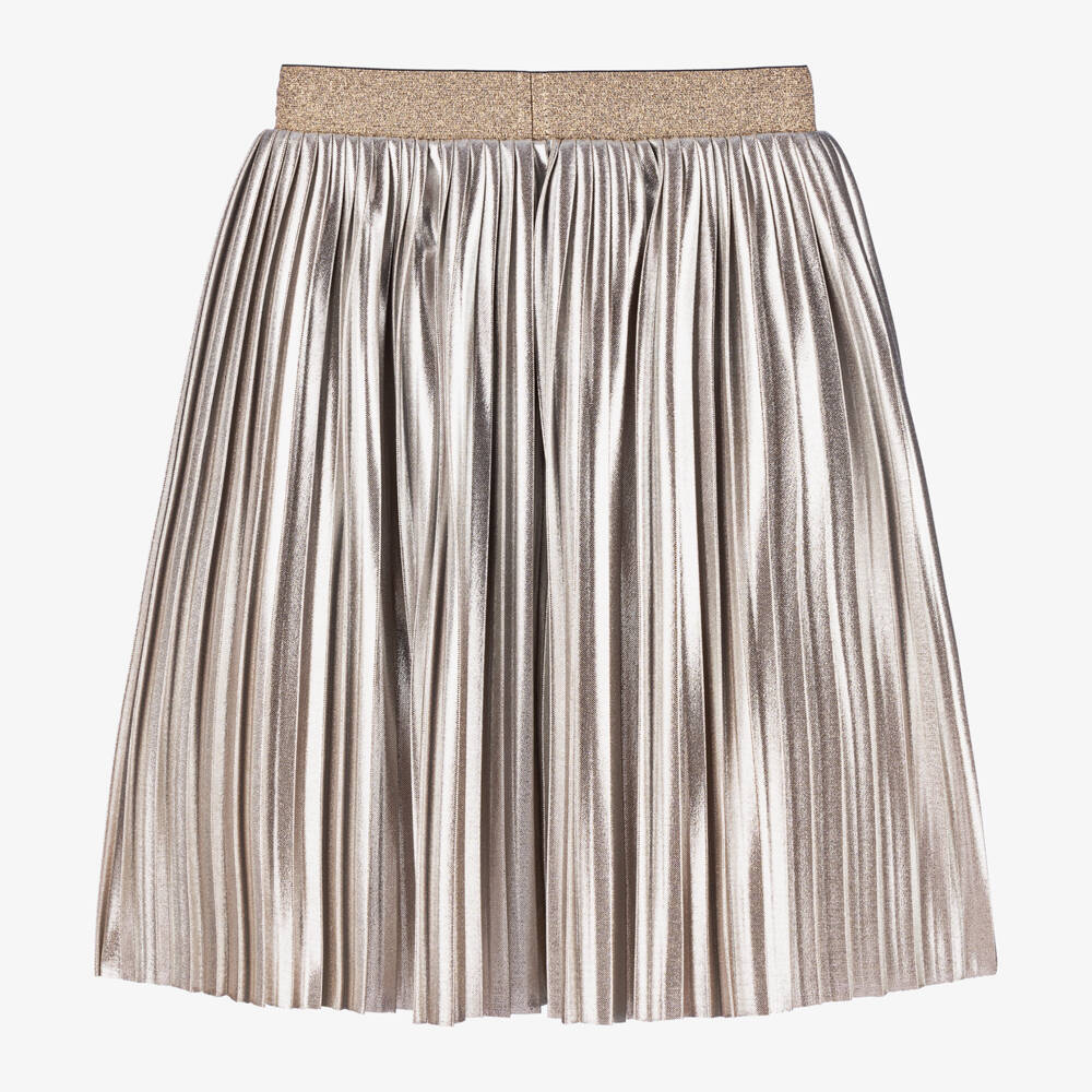 Childrensalon Occasions-Girls Shimmering Gold Pleated Skirt | Childrensalon Outlet
