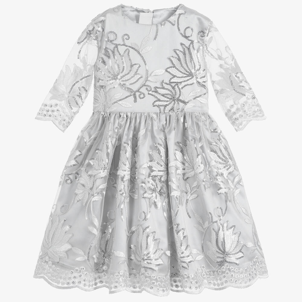 Childrensalon Occasions - Платье из тюля с серебристыми пайетками | Childrensalon